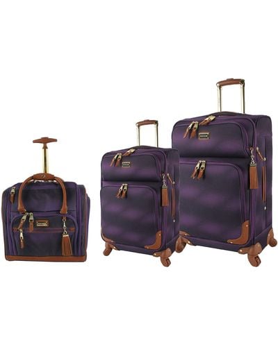 Steve Madden 3 Piece Softside Expandable Lightweight Spinner Suitcase Set - Travel Set Includes 20 Inch Carry - Blue