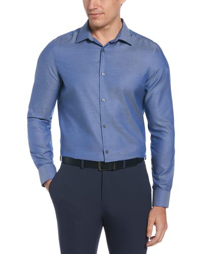 Perry Ellis Slim Fit Solid Long Sleeve Button-down Shirt - Blue