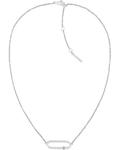 Calvin Klein Collana da Donna Collezione Elongated Oval Con Cristalli - 35000185 - Bianco