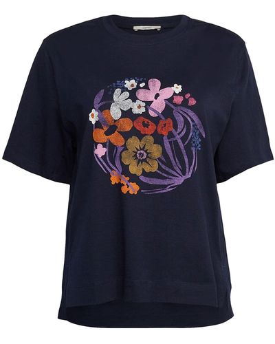 Esprit T-Shirt mit Blumen-Print - Blau