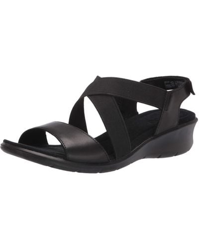 Ecco Finola Ankle Strap Wedge Sandal - Black