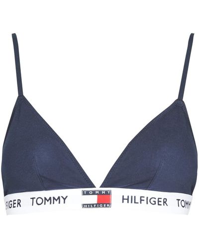 Tommy Hilfiger Logo Coton Organique Soutien-Gorge Triangle Rembourré - Bleu