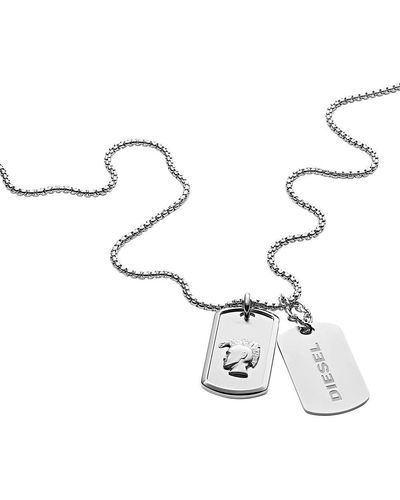 DIESEL Double Dogtags Necklace Dx0011040 in Metallic for Men | Lyst UK