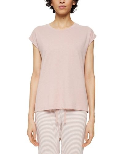 Esprit Everyday Cotton Nw Ocs T-Shirt Sslv Haut de Pijama - Rose