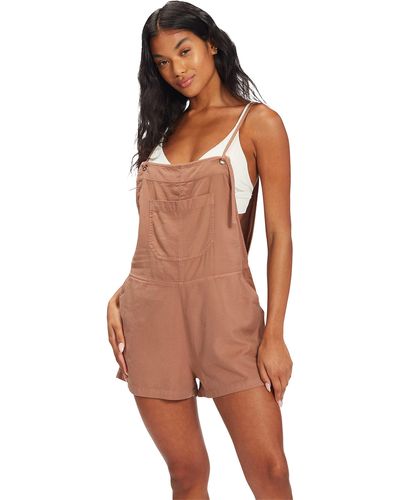 Billabong Womens Out N About Overall Shorts - Brown
