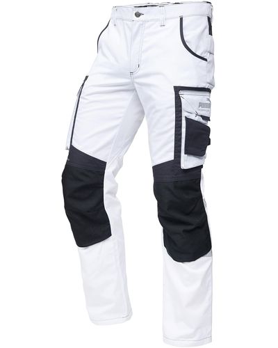 PUMA Work Wear Precision X Pantalon de travail pour homme avec de nombreuses poches et tissu en nylon extra renforcé – Tailles - Blanc