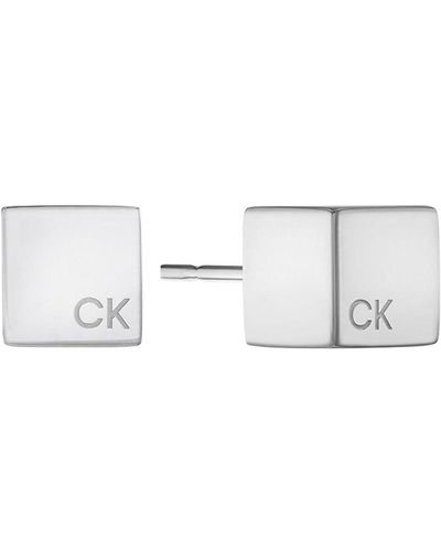 Calvin Klein Pendientes de botón para Mujer,Plata,Talla Única - Negro