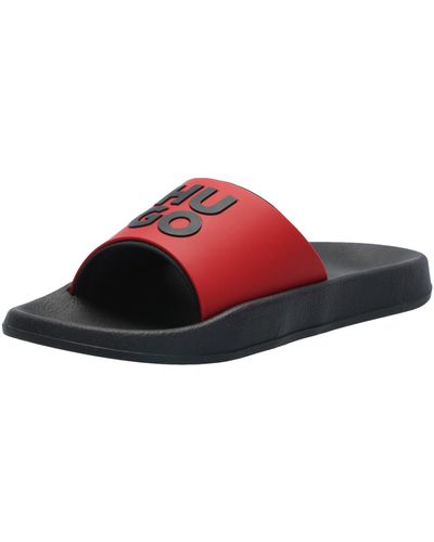 HUGO Stacked Slide Sandalen mit gestapeltem Logo - Schwarz