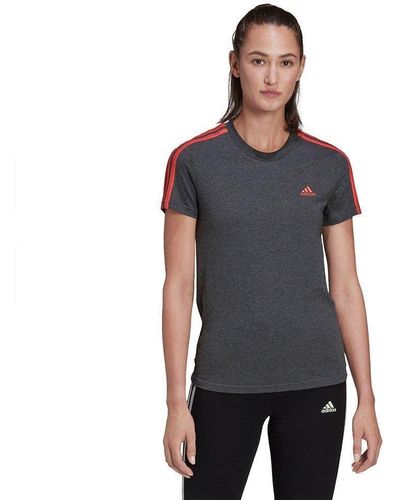 adidas T-shirt LOUNGEWEAR Essentials Slim 3-Stripes - Grigio