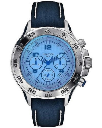 Nautica Uhr Armbanduhr NAI19535G Leder - Blau