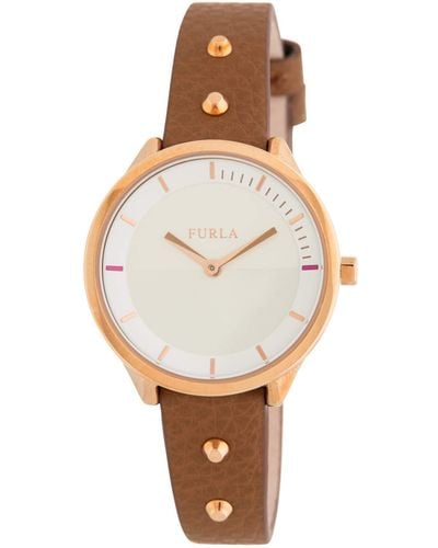 Furla Analog Quarz Uhr mit Leder Armband R4251102523 - Weiß