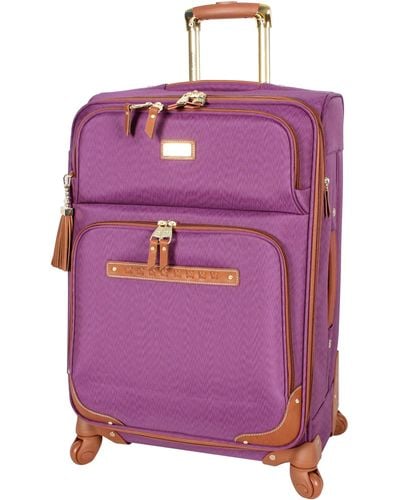 Steve Madden Expandable 24 Inch Softside Bag - Durable Mid-sized Lightweight Checked Suitcase With 4-rolling Spinner - Purple