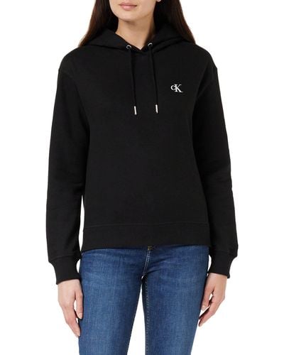 Calvin Klein Sweatshirt Ck Embroidery mit Kapuze - Schwarz