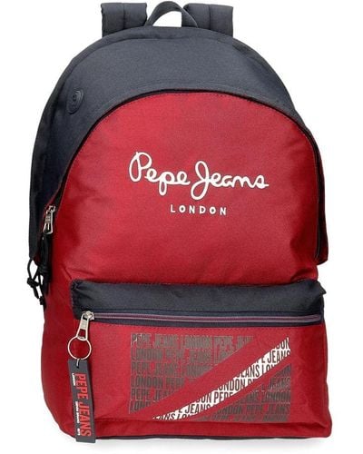 Pepe Jeans Clark Double Compartment Laptop Backpack With Trolley 15.6" Red 31 X 44 X 15 Cm Polyester 23.87l