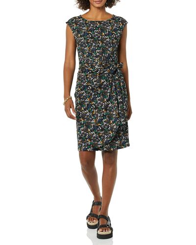 Amazon Essentials Kleid in Wickeloptik mit Flügelärmeln und U-Boot-Ausschnitt - Grün