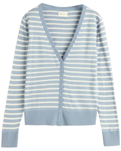 GANT FINE Knit Striped Cardigan Strickjacke - Blau