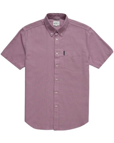 Ben Sherman S Big Size Short Sleeved Oxford Shirt Shirt 2xl-5xl In Grape In 3xl - Purple
