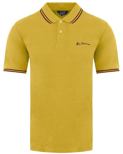 Ben Sherman Short Sleeve Collared Yellow Twin Tipped S Polo Shirt 0074604 054