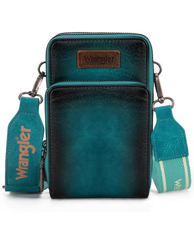 Wrangler Rfid Blocking Crossbody Cell Phone Purses For Mobile Phone Wallet Bag With Coin Pouch - Green