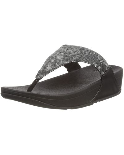 Fitflop Lulu Glitz Toe Post Sandals All Black 5 M