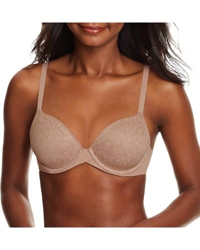 Maidenform Womens One Fab Fit Modern Demi Lightly Padded Convertible Underwire T-shirt Dm7543 Bras - Brown