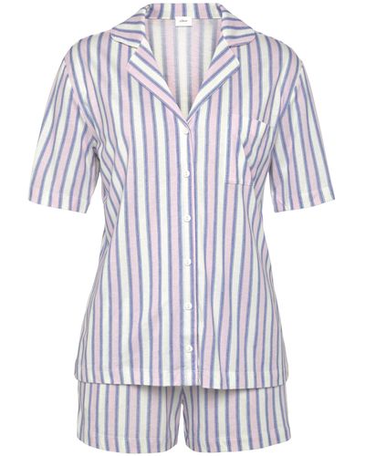 S.oliver Klassischer kurzer Pyjama in gestreift - Weiß