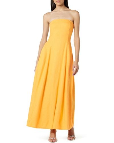 The Drop Carlota Strapless Linen Maxi Dress Kleider - Gelb