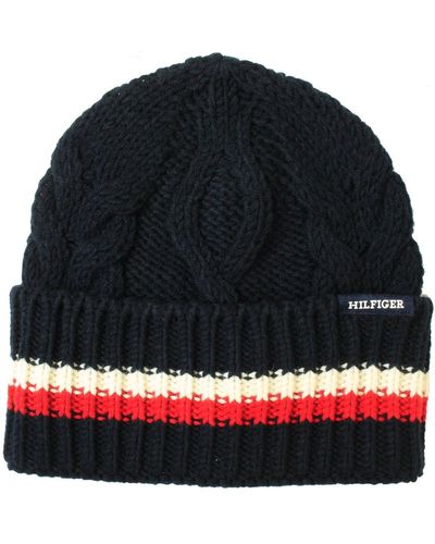 Tommy Hilfiger TH Monotype Chunky Knit Beanie Space Blue - Schwarz