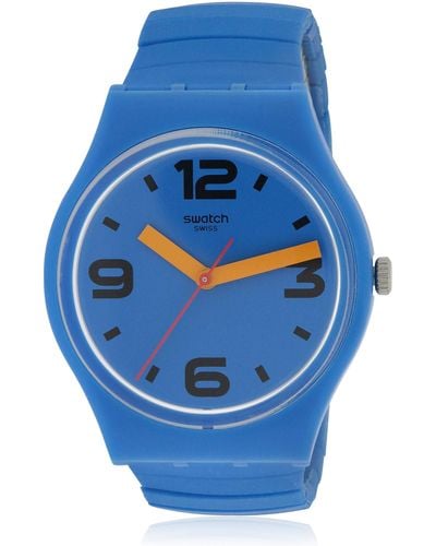 Swatch Analog Quarz Uhr mit Silikon Armband GN251B - Blau