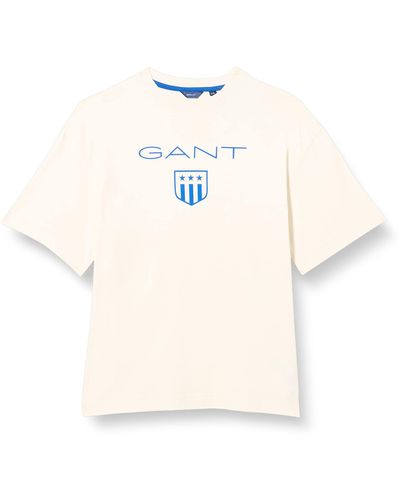 GANT D2. CONTRAST OVERSIZED T-SHIRT - Bianco
