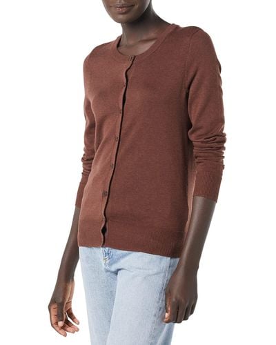 Amazon Essentials Leichter Pullover mit Rundhalsausschnitt Cardigan Sweater - Braun