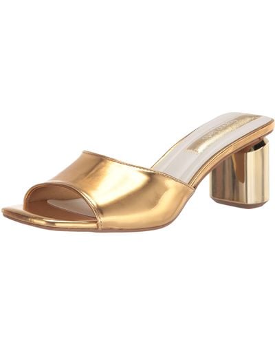 Franco Sarto S Linley Heeled Slide Sandal Gold Metallic 5 M - Black