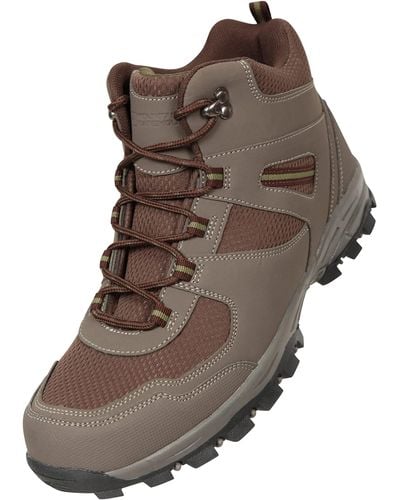Mountain Warehouse Mcleod Mens Hiking Boots - Durable, Breathable Walking Shoes, Sturdy Grip, Eva Cushioning, Mesh Lining - For - Brown