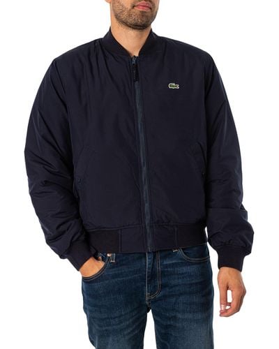 Lacoste Reversible Quilted Taffeta Bomber Jacket - Blue