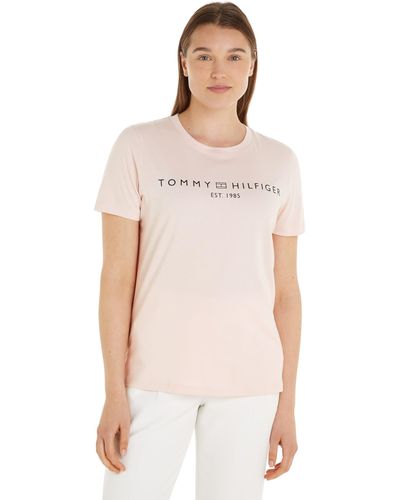 Tommy Hilfiger T-Shirt Kurzarm Reg Corp Logo C-Nk Ss Rundhalsausschnitt - Weiß