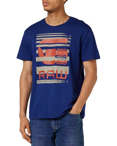 G-Star RAW Logo Faded Burger T-Shirt - Blu