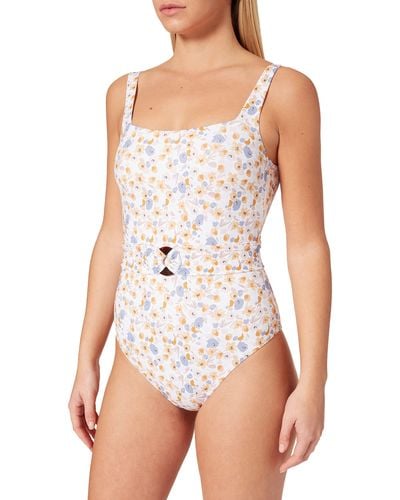 Iris & Lilly Belted Swimsuit - White
