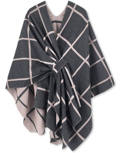 HIKARO Marchio Amazon – Poncho invernale da donna alla moda reversibile scialle sciarpa avvolgente cardigan caldo cappotto creativo - Grigio