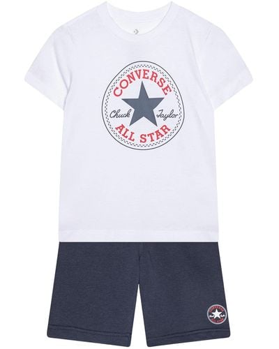 Converse Completino bianco e blu da neonato con t-shirt e short