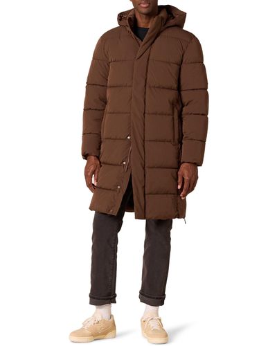 Amazon Essentials Recycled Polyester Hooded Long Puffer - Brown