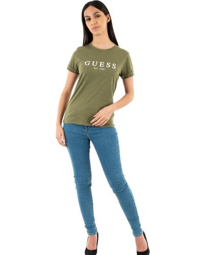Guess 1981 Rolled Cuff Short Sleeve Tee - Blue