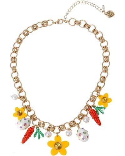 Betsey Johnson Spring Charm Necklace - Metallic