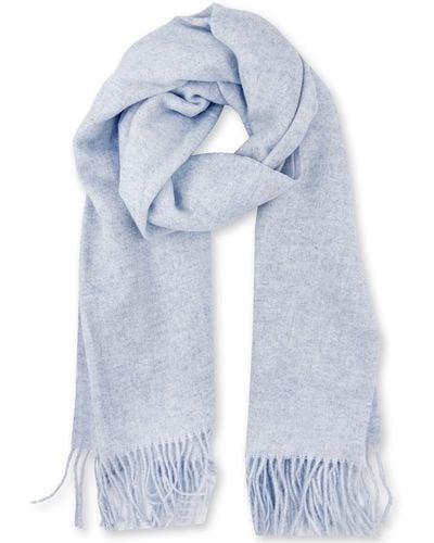 HIKARO Winter Warm Scarf Solid Colour Wool Shawl Wrap For Soft Tassel Stole Long Scarves - Blue
