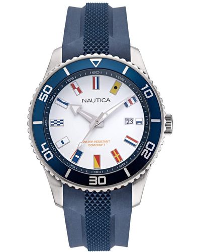 Nautica Pacific Beach NAPPBF914 Blue Silicone Quartz Fashion Watch - Bleu