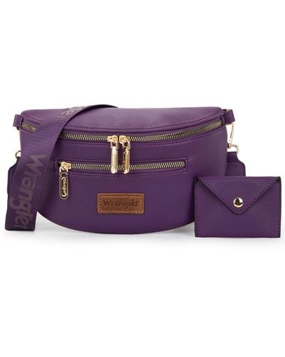 Wrangler Fanny Packs For Crossbody Sling Bag Waist Bag With Card Holder - Purple
