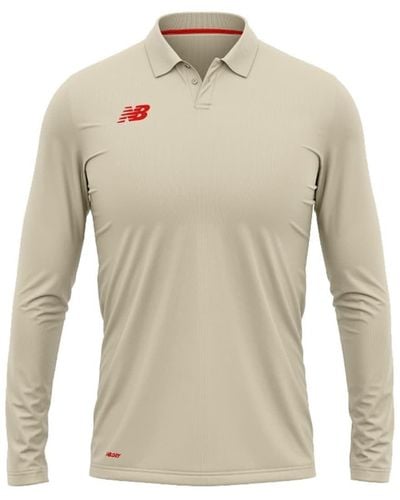 New Balance S Long Sleeve Cricket Shirt Angora L - Natural