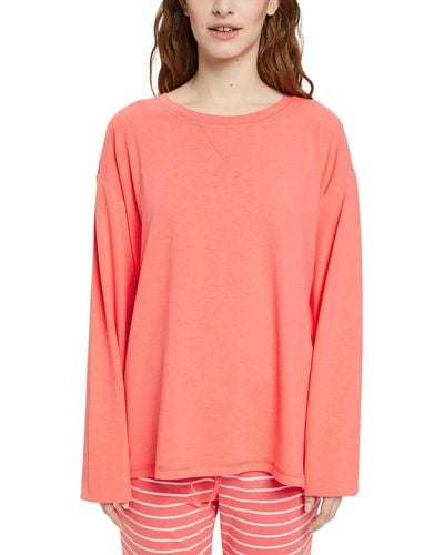 Esprit Cosy Melange Sus Longsleeve Camiseta de Pijama - Rosa