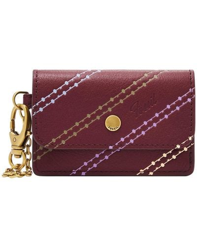 Fossil Valerie Card Case Burgundy Leathers For Sl6544640 - Purple
