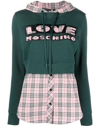 Love Moschino Hoodie superposé à patch logo - Vert