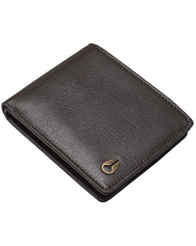 Nixon Pass Leather Wallet - Brown - Grey